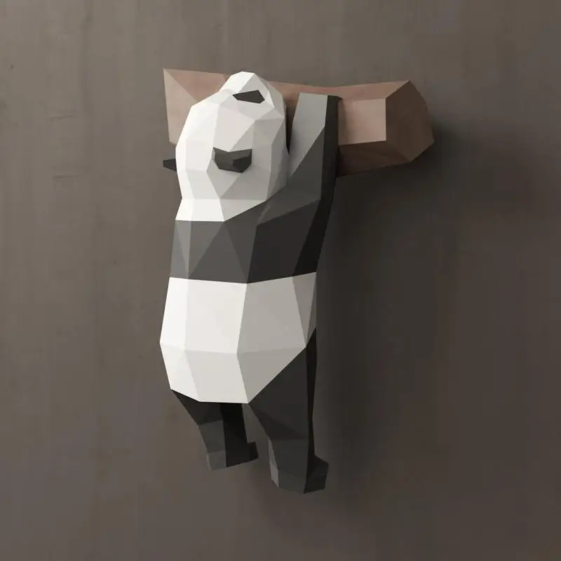 Creative 3D Panda Paper Model DIY Manual Paper Model Hanging Toy For Kids Gifts 3D Panda Animal Papercraft Model Wall Decorative