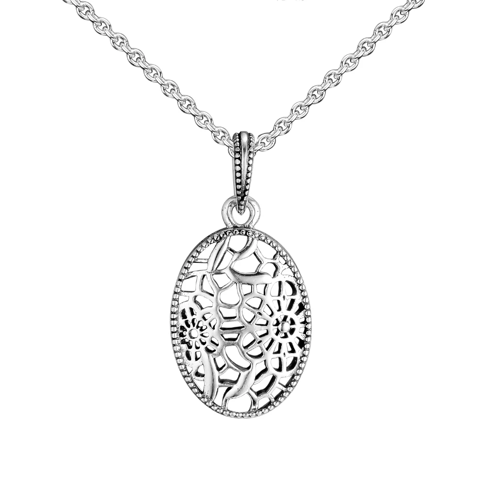 

Original 925 Sterling Silver Necklaces Floral Daisy Lace Pendant Necklace for Women DIY Jewelry Party Gift Wholesale