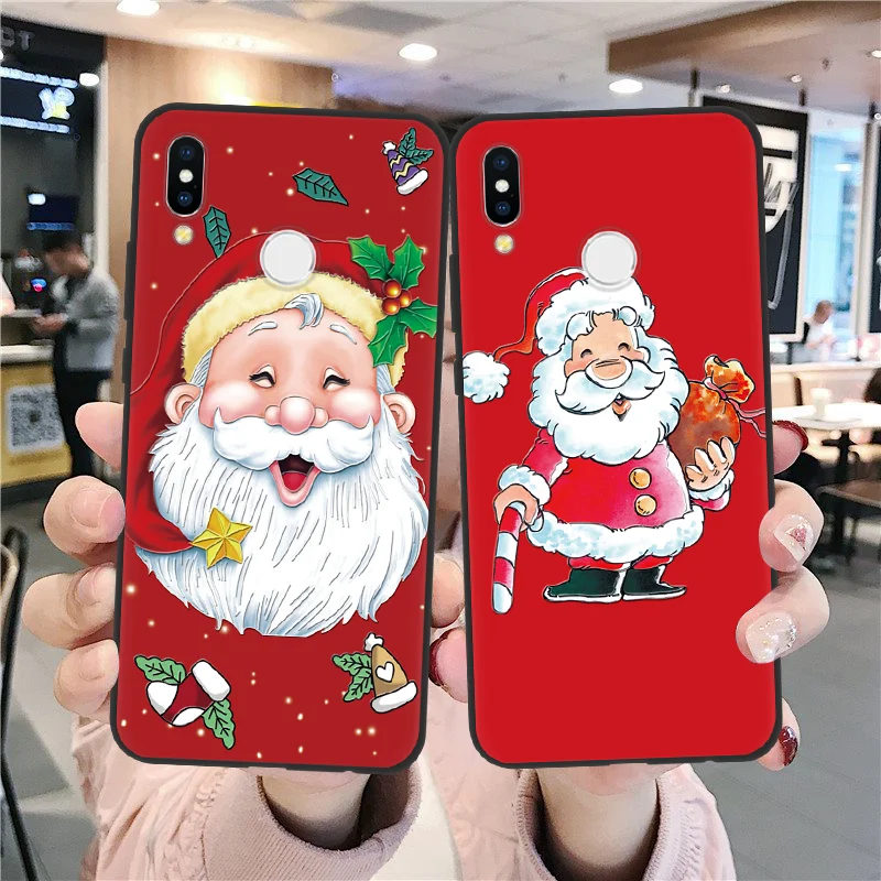 

New Year Christmas 3D Emboss Cases For Huawei Mate 30 Lite 10 20 Honor 8X 9 10 20 Lite 20i 10i 9X Y6 Y7 Pro Y9 Prime 2019 Fundas