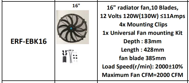Универсальный 16 дюймовый 12 в 120 Вт 2100 об/мин прямой черный лопасть Электрический охлаждающий вентилятор радиатора комплект