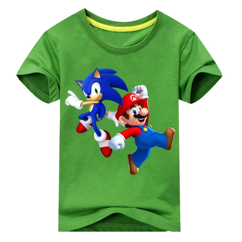 Коллекция года, Детская Хлопковая футболка с изображением танцовщиц Марио детские топы для мальчиков и девочек, футболка детские летние футболки с короткими рукавами
