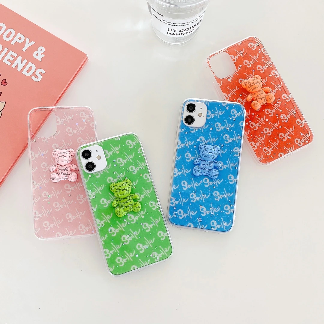 

Cartoon pink 3D bear Pattern for iphone 12 13 13Pro 13Promax 11Pro 11promax 7 8 8plus 11 12promax X XS XSMAX XR 12pro soft shell