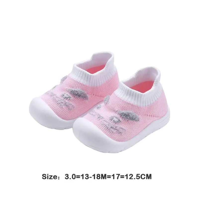 Pink 13-18M Милые Первые ходунки с низким голенищем для маленьких мальчиков и девочек; трикотажная Тканевая обувь для малышей; нескользящая резиновая подошва - Цвет: Pink 13-18M