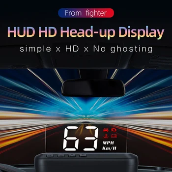 

3-inch Car HUD Head Up Display OBD2 Plug & Play Vehicle Speed Display RPM MPH OverSpeed Warning Water Temperature