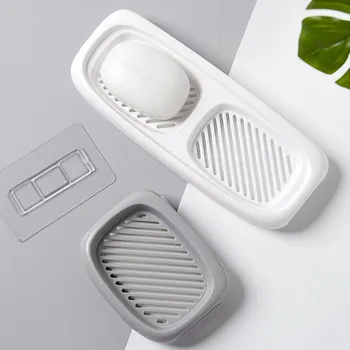 

Draining Soap Rack Wall-Mounted Toilet Double-Layer Uncovered Storage Rack Diatom Mud Quick-Drying Soap Box