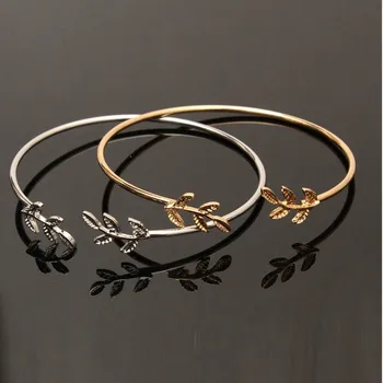 

Bracelets Women Stylish Leaves Cuff Women Bracelet Delicate Leaf Open Bangle Bracelet Pulseira feminina Браслет