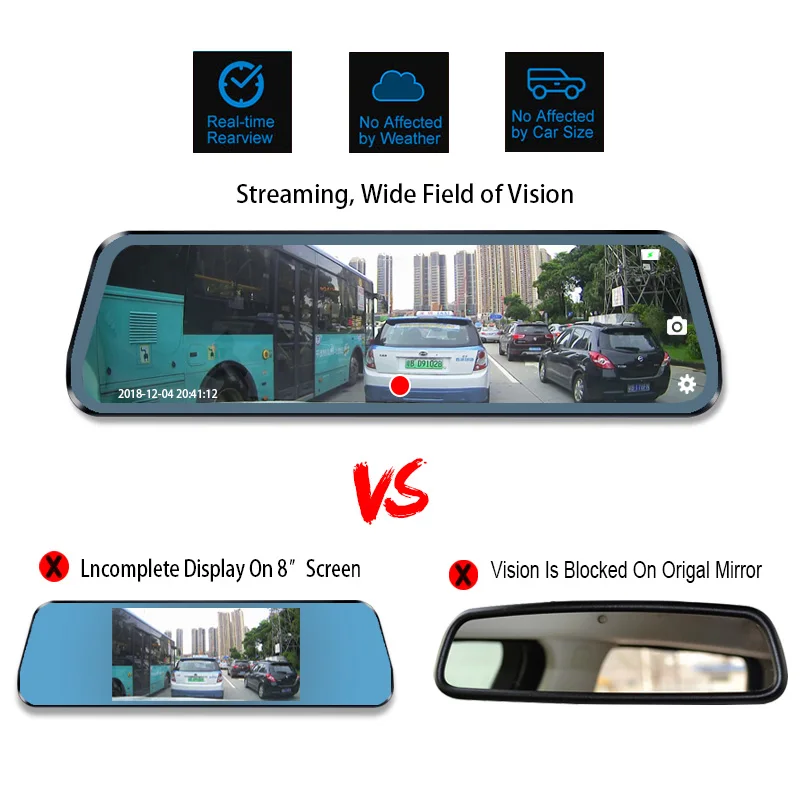  Car Follower Car DVR Camera Recorder Dual Lens Cam Mirror Rear View Car Camera Full HD 1080P Dashca