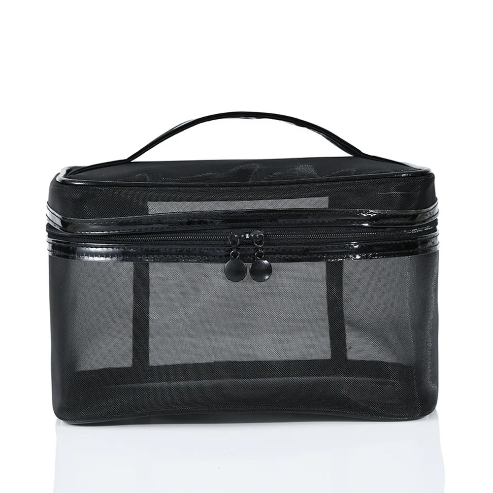 1 Uds. De neceser portátil para hombre y mujer, organizador de viaje transparente, a la moda, grande, negro, bolsa de maquillaje