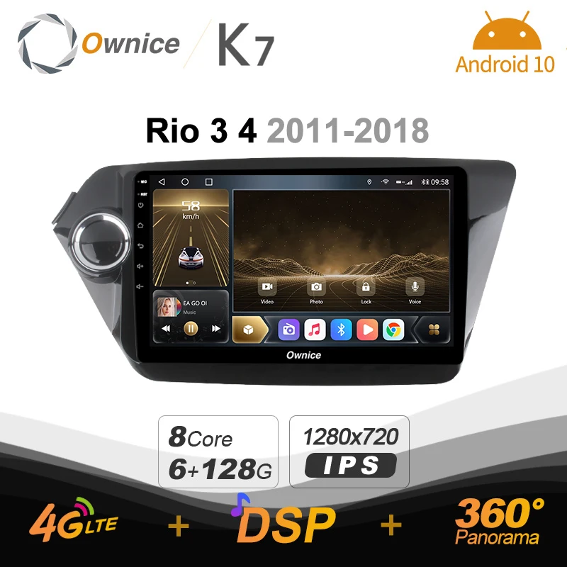 Автомагнитола Ownice на Android 128 6 ГБ ОЗУ 10 0 Гб ПЗУ с GPS Навигатором для Kia k2 RIO 2012 2013 2014 2015