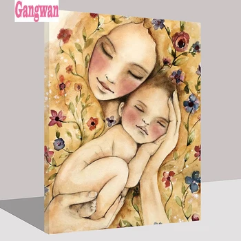 

5d mosaic diy painting full square round drill diamond painting mom and baby mosaic embroidery diamond cross stitch home decor