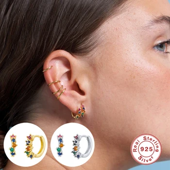 

ROMAD Real 925 Sterling Silver Earrings For Women Aretes De Mujer Earrings Hoops Earrings Ear Bone aros Tiny Ear Nose Ring Girl