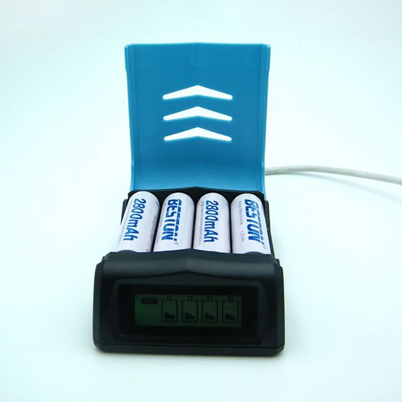 Светильник с 4 разъемами ЖК-экран USB зарядное устройство для аккумуляторов AA/AAA/Ni-Cd/Ni-mh