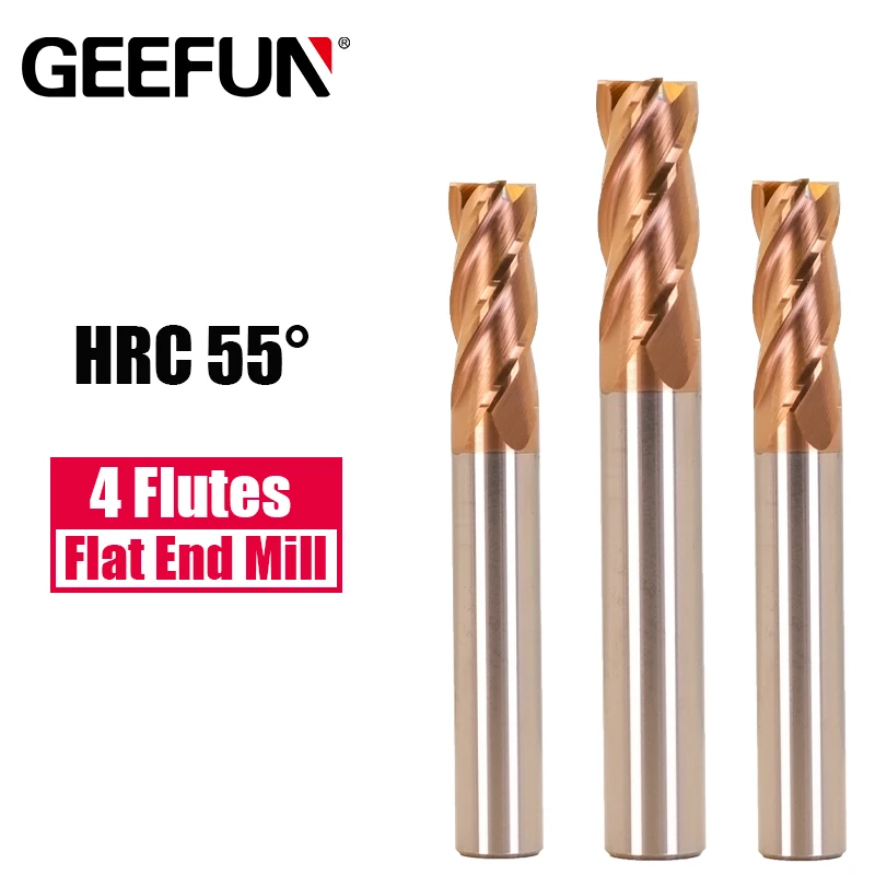 

HRC55 Carbide End Mill 4 Flute Flat End Mill Bits CNC Cutter Titanium Tungsten Machine Milling Cutter Tools Router Bit