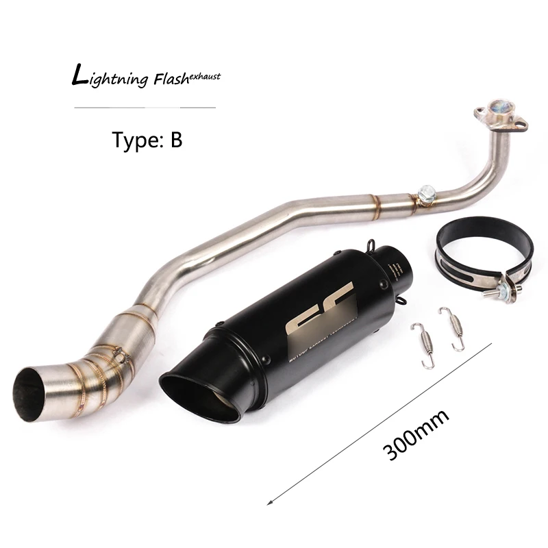Full Exhaust System for Kawasaki Z125 Pro Motorcycle Header Link Pipe Slip On 51 mm Muffler Rear Escape Removable Db Killer Tips