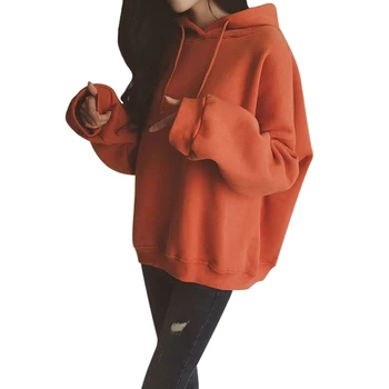 

Tops Velvet Solid Sweatshirt Women's Hoodies Loose Long-sleeved Hooded Sweatshirts Female New Arrival Autumn Winter