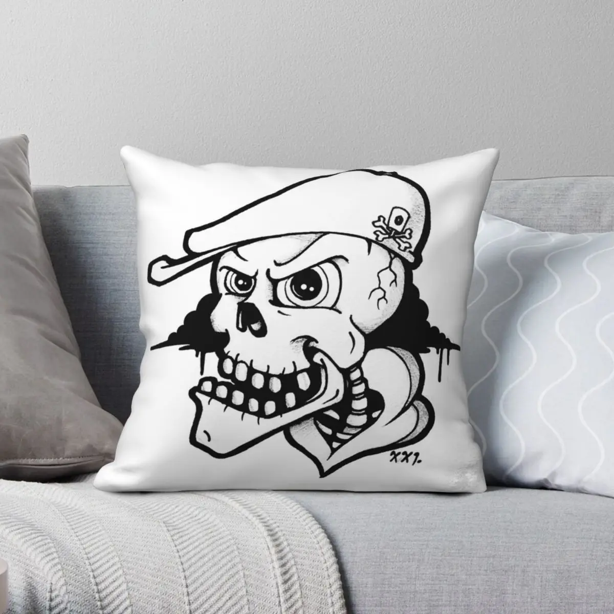 

Xxi Bboy Skull Square Pillowcase Polyester Linen Velvet Pattern Zip Decor Throw Pillow Case Sofa Cushion Cover 45x45