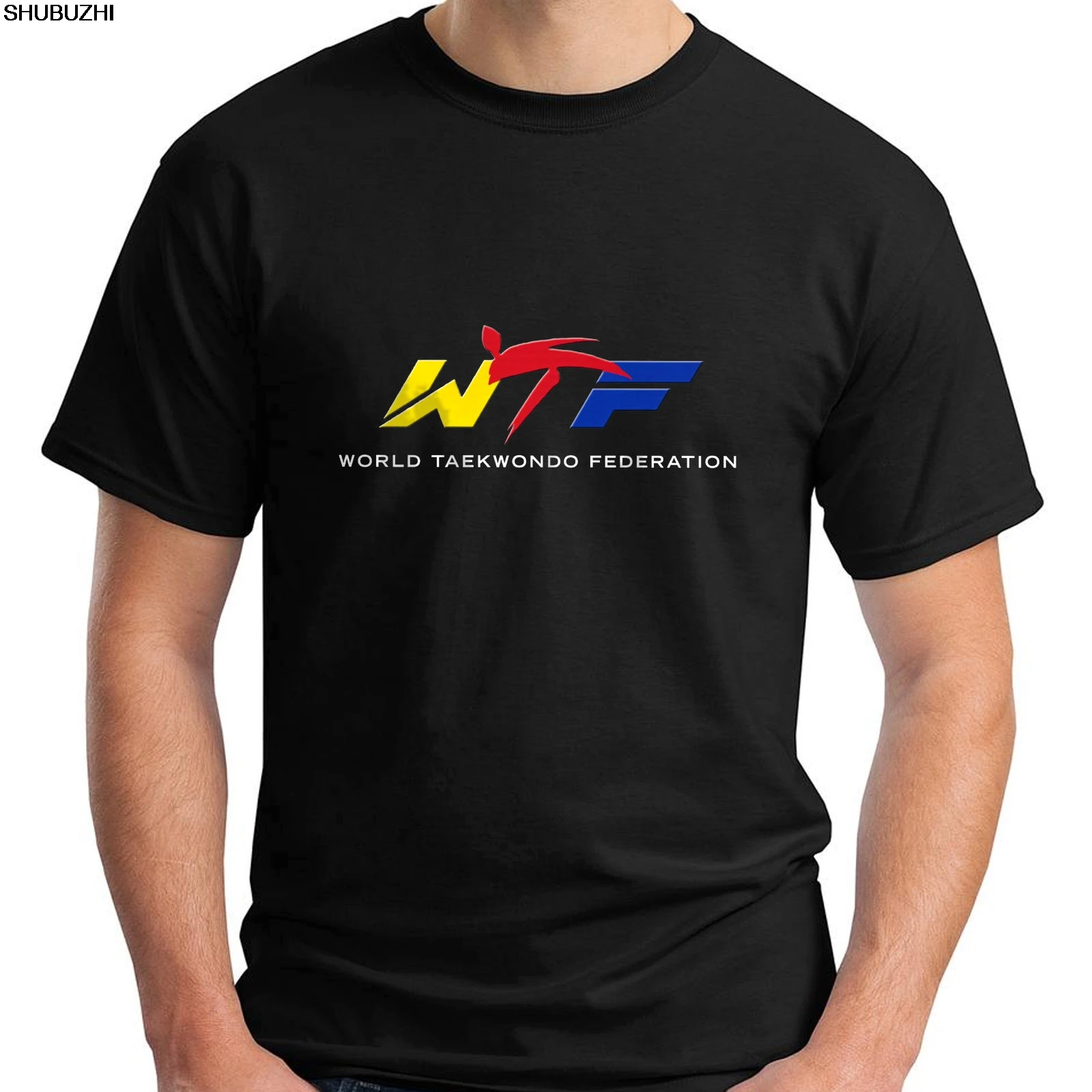 Новая Черная Мужская футболка WTF с символом мира тхэквондо коротким рукавом