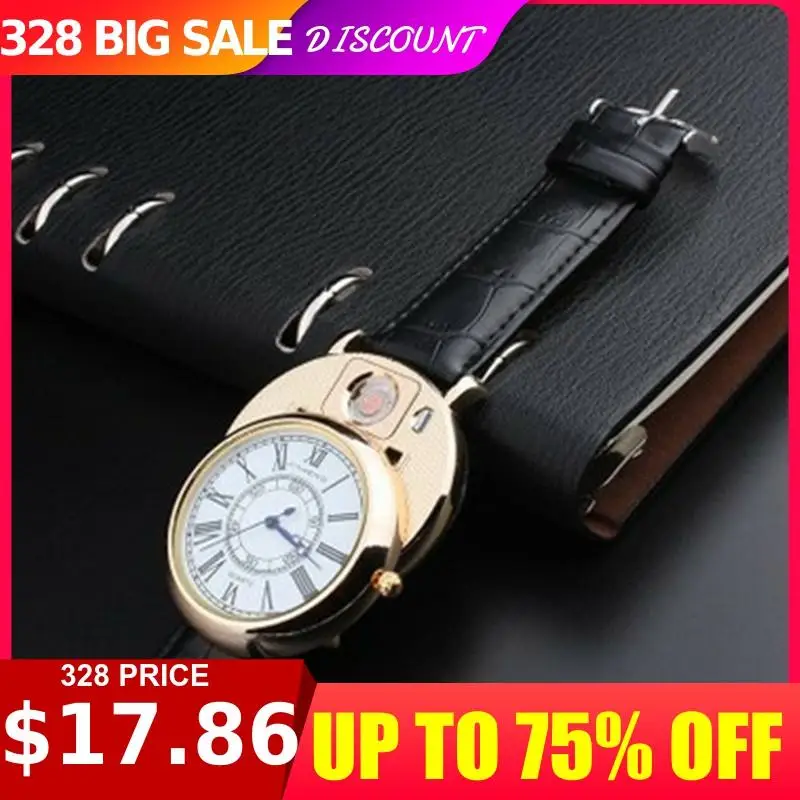 

Men Watch Gift Box Hardcover Replaceable Silk Cigarette Lighter Metal USB Charging Lighter Luxury Watch Gifts for Men