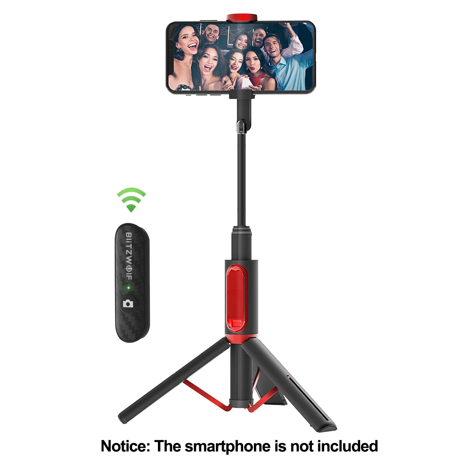 BS10 Red BlitzWolf BW-BS10 все в одном портативный bluetooth селфи палка Выдвижной Штатив селфи палка монопод для iPhone/Xiaomi/huawei - Цвет: BS10 Red