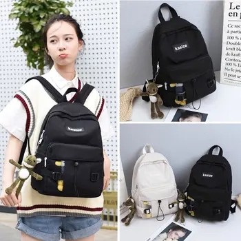 

2020 New Arrival Light Grid Design Women Backpack Large Capacity Split Joint Front Pocket Girl Students Canvas School Bag