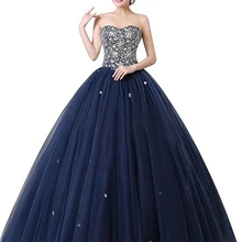 Новые Ярко-Синий Тюль бальные платья вечернее платье с бисером милые 16 Платья вечерние платья для выпускного вечера Vestido De 15 Anos BM54