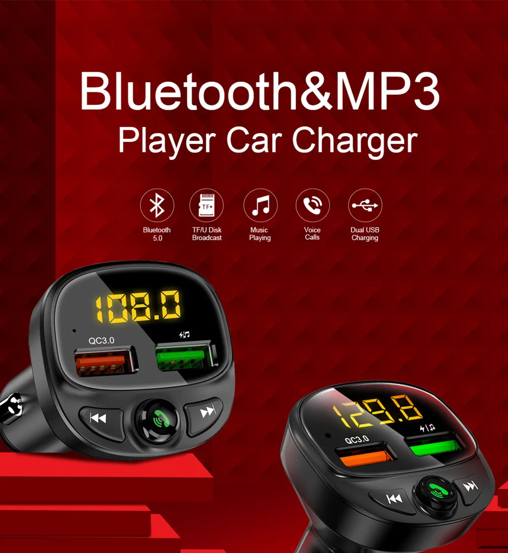 Автомобильное зарядное устройство Udyr 3,0 A quick charge, Bluetooth, двойной USB, зарядное устройство для телефона, fm-передатчик, быстрая зарядка, MP3, TF карта, музыкальный автомобильный комплект
