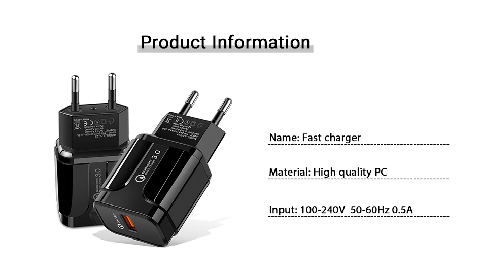 Быстрая зарядка 3,0 USB зарядное устройство 18 Вт QC 3,0 быстрое зарядное устройство EU US Plug адаптер настенное зарядное устройство для мобильного телефона samsung Xiaomi huawei