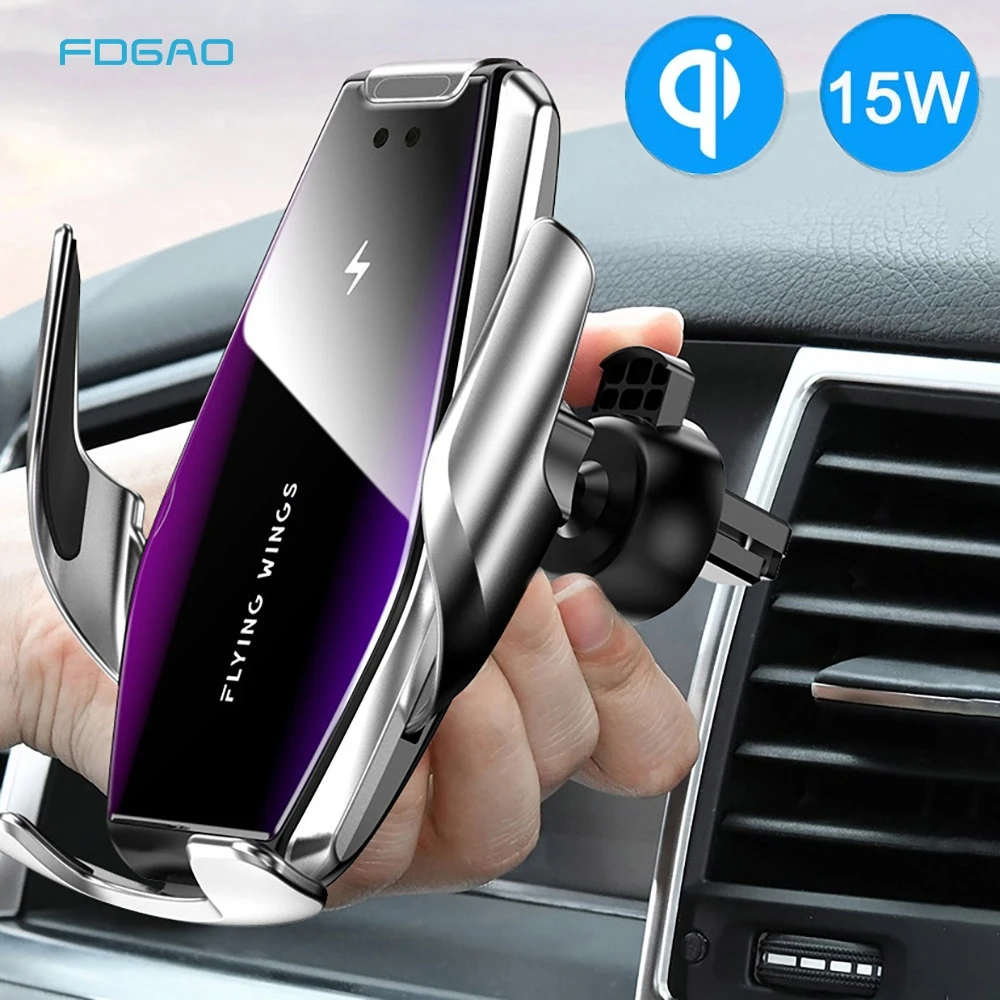 

FDGAO Wireless Car Charger Mount 15W Qi Fast Charging Automatic Clamping Phone Holder for iPhone 11 Pro XS XR X 8 Samsung S10 S9
