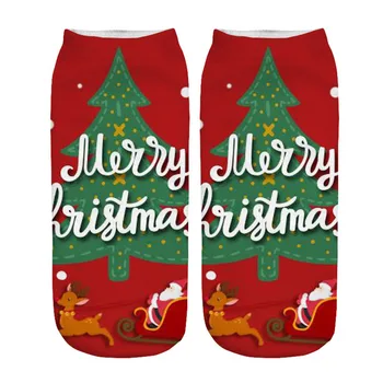 

Women Christmas Socks Cute Funny Socks Print Cartoon Christmas Tree Deer Pattern Socks sokken новогодние носки носки теплые L
