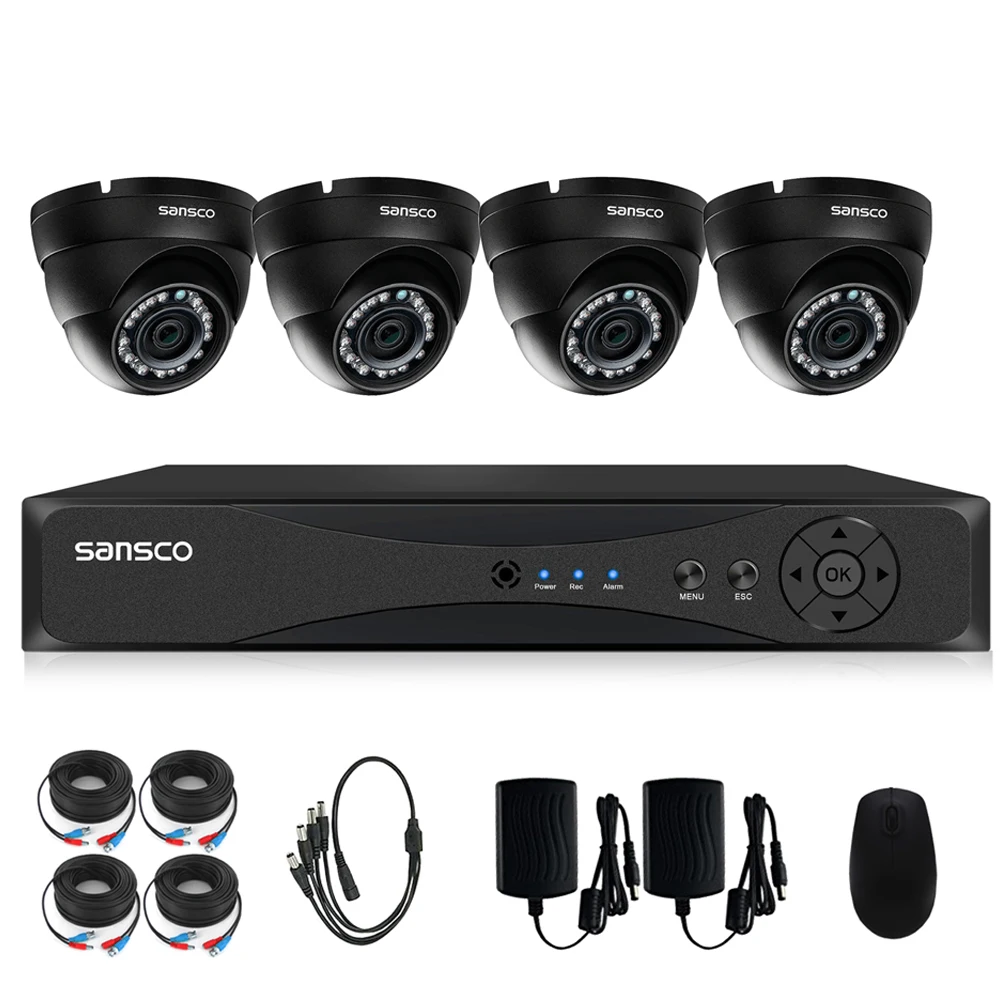 SANSCO CCTV Системы 4CH 1080P HDMI DVR комплект с 4xDome Водонепроницаемый дома на открытом воздухе безопасности Камера и 1 ТБ жесткого диска предустановленных