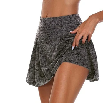 Gym Women Running Shorts Skirt High Waist Print New Shorts Mesh Double Layer Patchwork Fitness Shorts Sports Short Skirt 5
