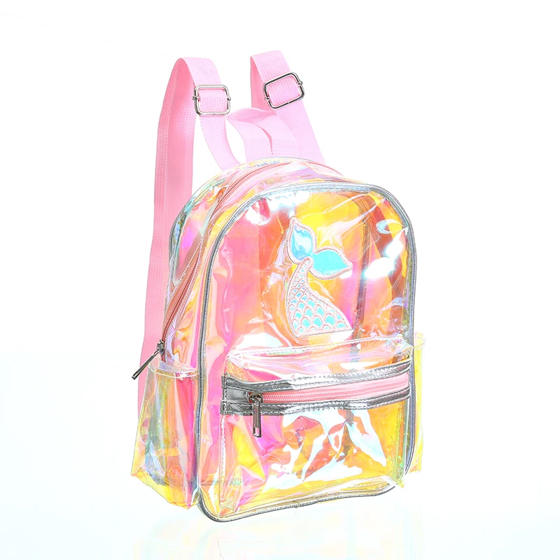  Girl Laser PVC Mermaid Backpack Summer Transparent Waterproof School Bag Large Capacity Holographic - 33025209226