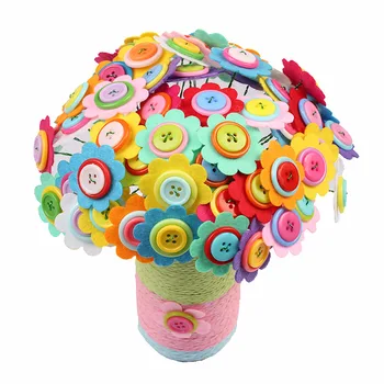 

Creative Button Design Bouquet Kids DIY Handcraft Flower Toy Kids Educational Buttons Threading Handmade Flowers Toy Girls Gift