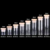 12 pieces/lot 10ml 15ml 20ml 25ml 30ml 40ml 45ml 50ml 60ml Glass Bottles with Solid Wood Caps Spice Jars Vessels DIY Art Crafts 2