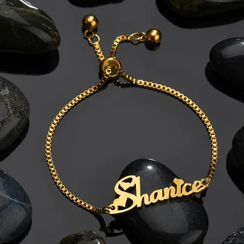 

Love Heart Piercing Anime Zodiac Custom Bracelet Personalized Custom Name Letter Number Bangle Adjustable DIY Jewelry Gifts