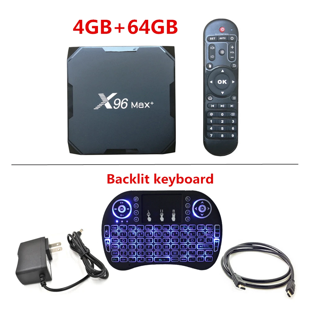 4G 64G Backlit keybo Amlogic S905X3 Android 9,0 ТВ приставка X96 Max Plus Четырехъядерный 4K Youtube 4GB 64GB 32GB Wifi 8K X96Max смарт-приставка 2GB16GB - Цвет: 4G 64G Backlit keybo