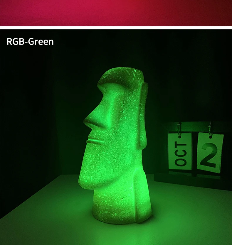 New RGB Night Lights Easter Island Moai LED Night Lamps Living Room Bedroom Lighting Holiday Gifts Children Kids 2021 Hot Avatar mushroom night light