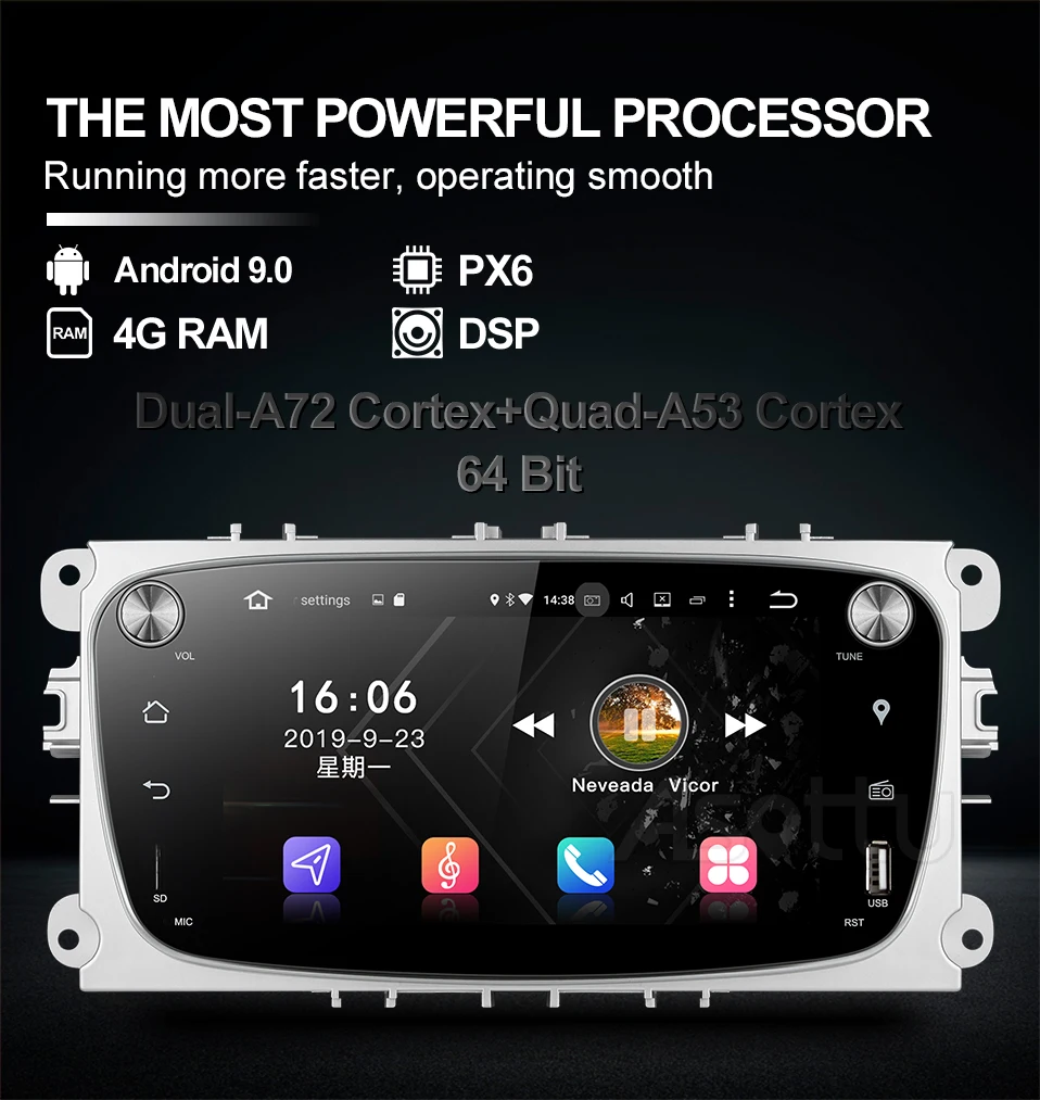 Asottu FO601 Android 9,0 PX6 автомобильный DVD для Ford Mondeo C-max focus galaxy S-max автомобильный dvd gps Радио Видео плеер в тире dvd