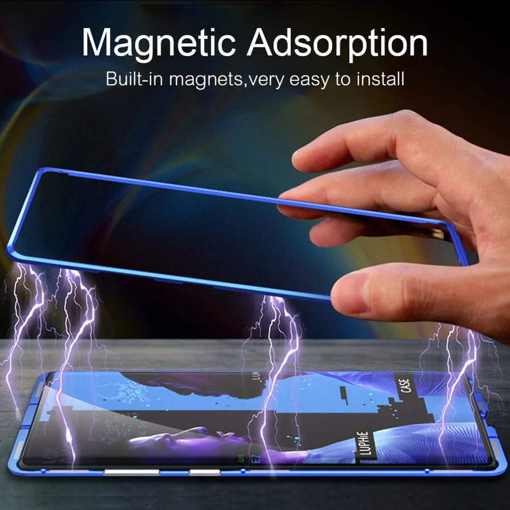 Роскошный Алюминиевый металлический бампер Магнитный чехол для samsung Galaxy Note 10 Plus 10+ 5G Note10 магнитные Чехлы прозрачное стеклянное покрытие Coque