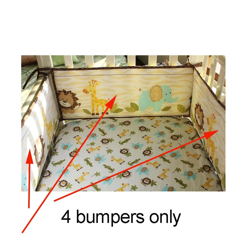 4 bumpers only Детский комплект постельного белья Африканский Лев набор постельных принадлежностей для детской кроватки для девочки мальчика комплект детской кровати одеяло матрас юбка для детской кроватки защита для кроватки бамперы - Цвет: 4 bumpers only