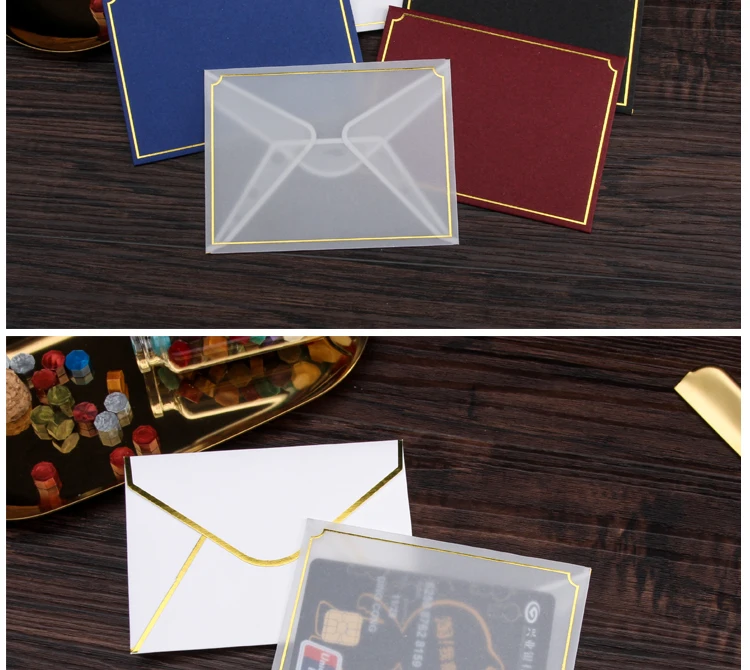 10pcs/set Transparent Paper Envelopes Hot Stamping Print Envelope for Card Storage DIY Scrapbooking Supplies