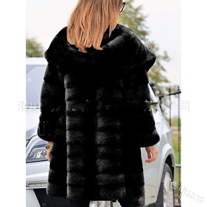 Winter Jacket High-end Imitation fur Coat Women Plush Fur Warm Jacket Female Imitation Mink Thick Long Hooded plus size 5XL Coat