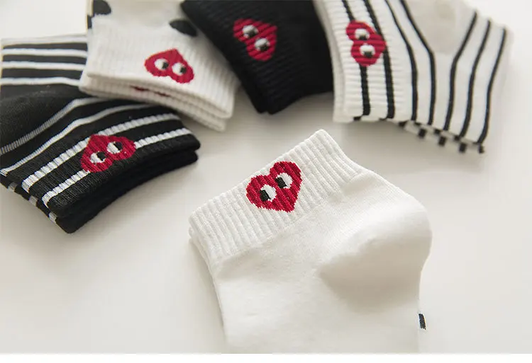 Spring And Summer Cotton No-show Socks Women's Japanese-style Black And White Stripes WOMEN'S Socks Zhuji Socks Currently Availa