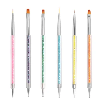 

TP 6Pcs/set Nail Art Acrylic UV Gel Extension Builder Rhinestone Painting Brush Lines Liner Pattern Drawing Pen Manicure Tool