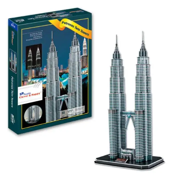 

Malaysia Petronas Twin Tower Architect Learning 3D Paper DIY Jigsaw 3434 Puzzle Model Educational Toy Kits Children Boy Gift Toy