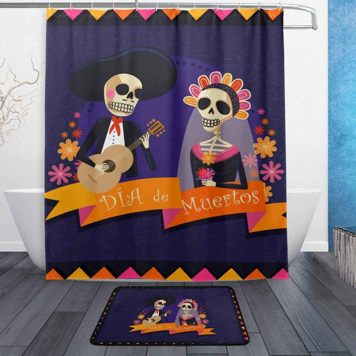 Dead Day Dia Muertos Хэллоуин мексиканский Комплект штор для душа с черепом