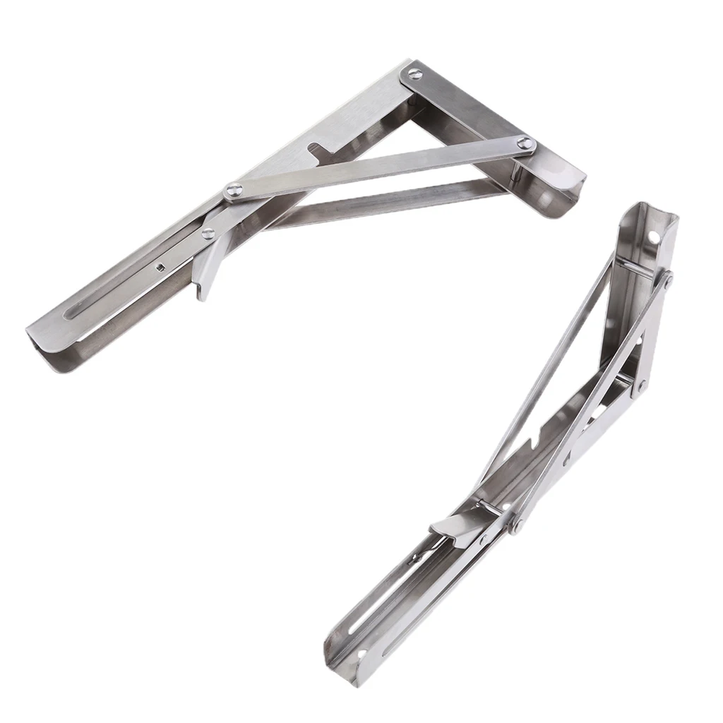 2pcs Boat Foldable Bench Shelf Table Bracket Support Marine Grade Cast Solid 304 Stainless Steel 10 Inch 16 Inch