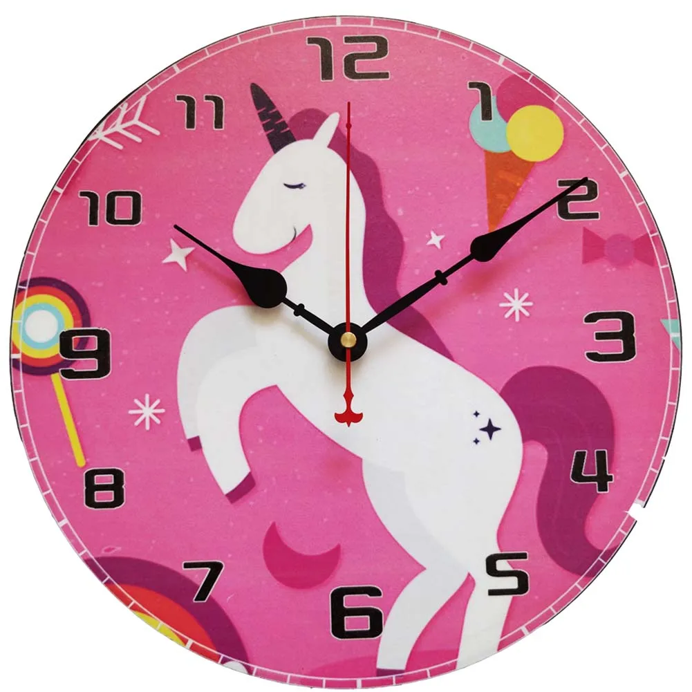 Единорог ретро деревянные настенные Clock-12inch кварцевые бесшумные большие винтажные деревенские потертые красочные не тикающие тихие кухонные спальни