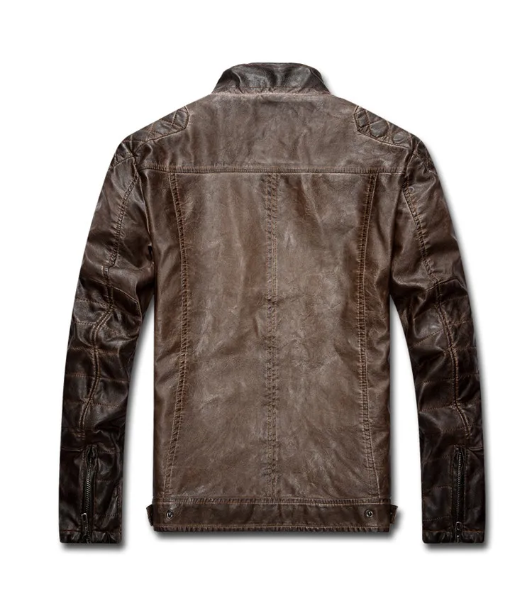 Зимняя и осенняя кожаная куртка для мужчин, байкерская куртка из искусственной кожи с подкладкой, мужская повседневная приталенная брендовая одежда SA825