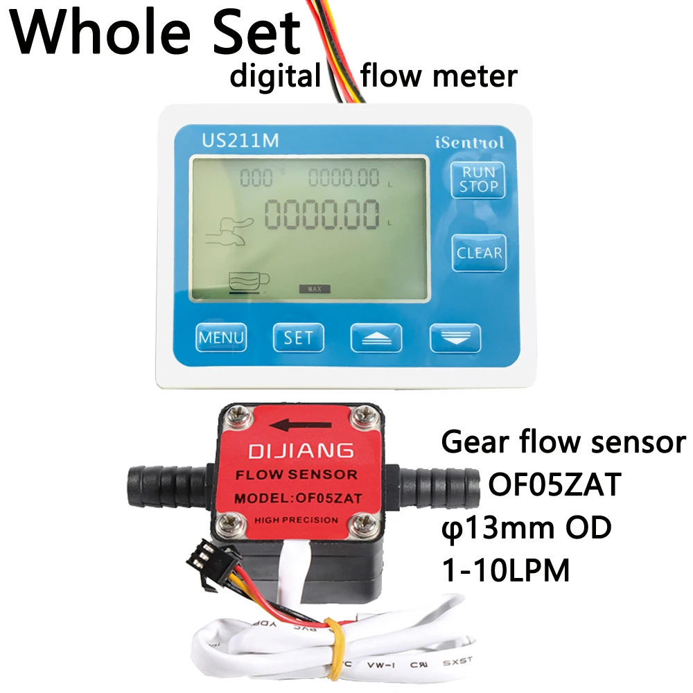 US211M Oil Flow Meter and Gear Sensor OF05ZAT for Milk Diesel Lubracant OD13mm barb 1-10L/min Honey Dijiang iSentrol | Инструменты